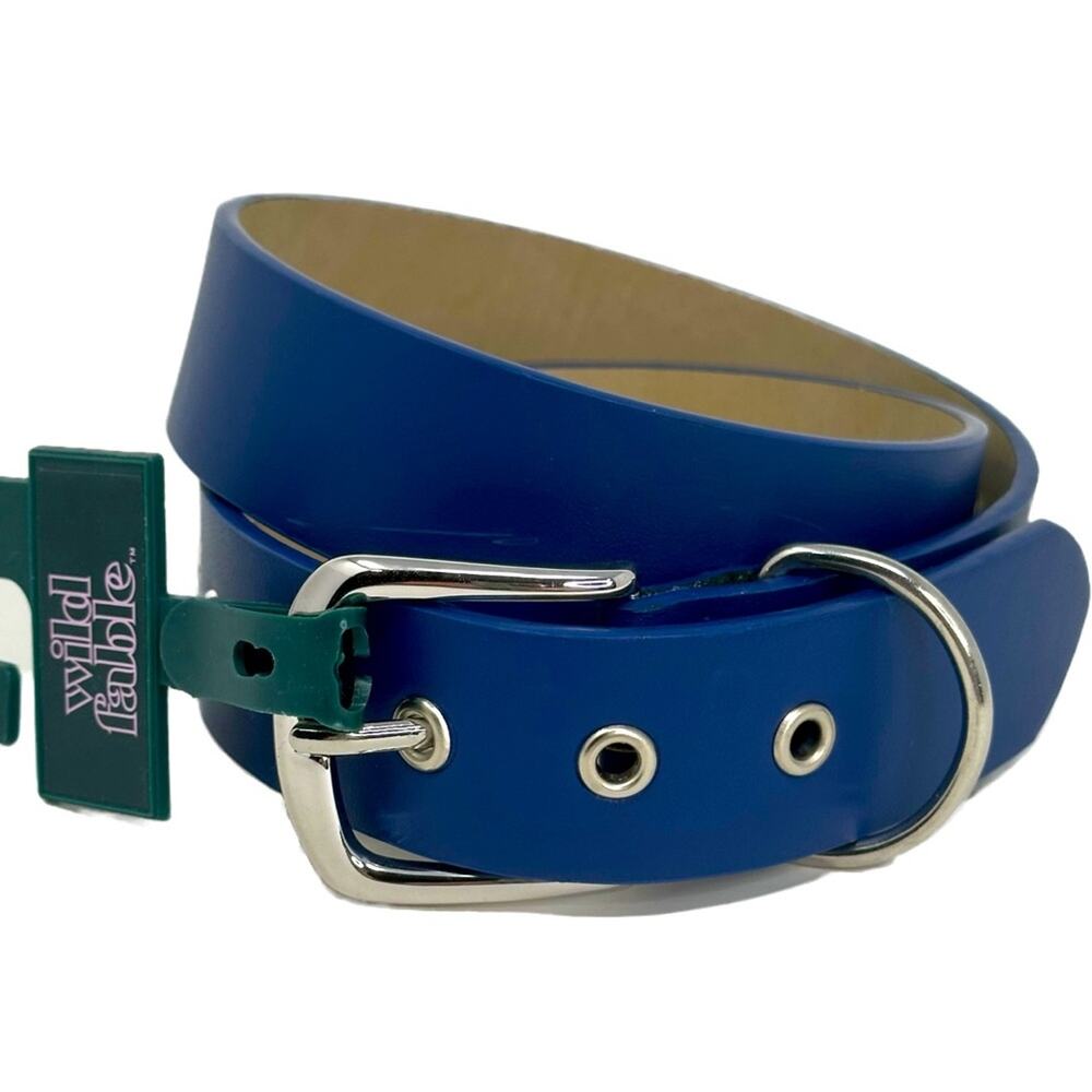 Retro Style Grommet Holes Blue Vegan Belt New with Tags